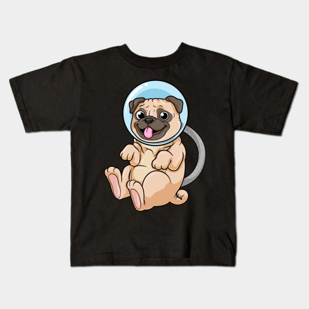 Dog as Astronaut in Space Kids T-Shirt by Markus Schnabel